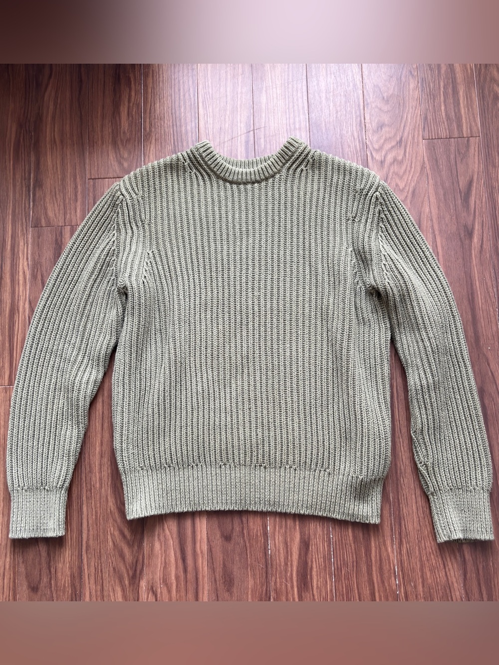 Aimé Leon Dore Shaker Sweater Crew Neck Long Sleeve Pullover Khaki Green Size: M